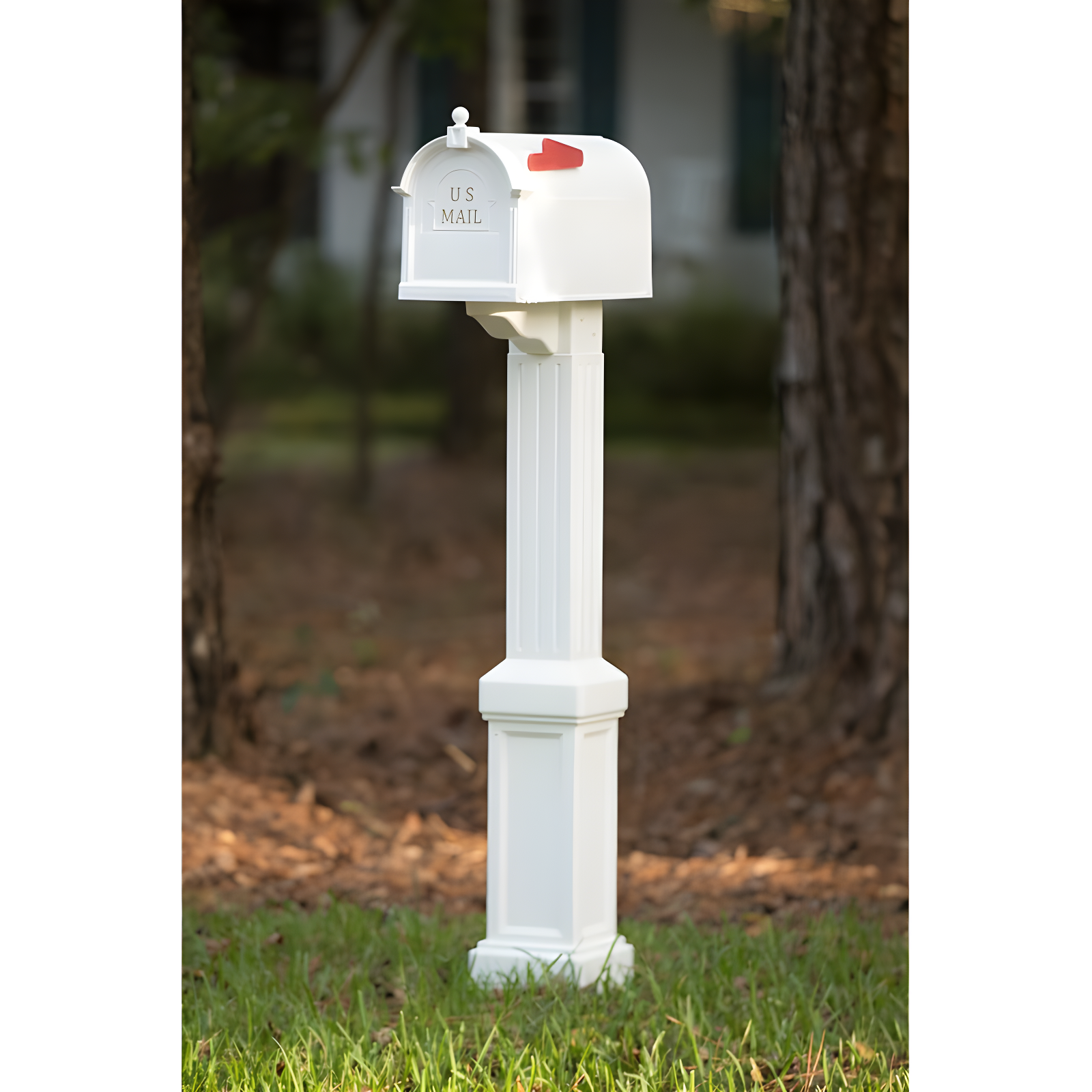 Large White Vinyl Post Mount Mailbox and Post Kit