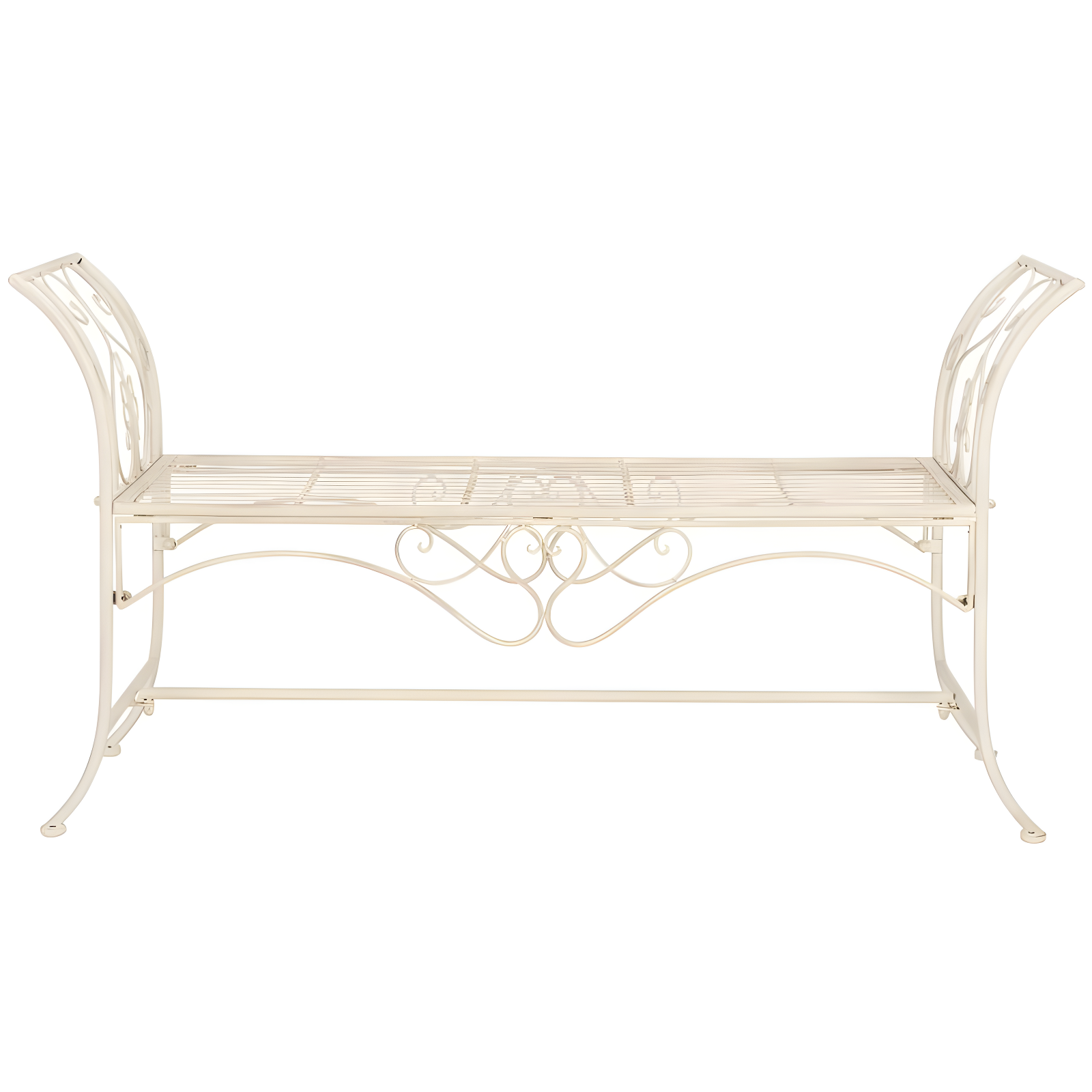 Adina Antique White Wrought Iron 51" Outdoor Garden Bench