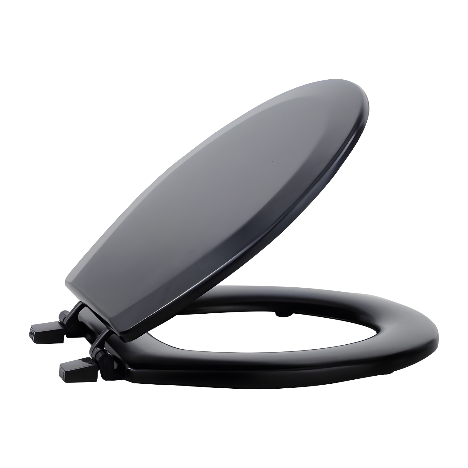 Black Beveled Edge Round Wood Toilet Seat