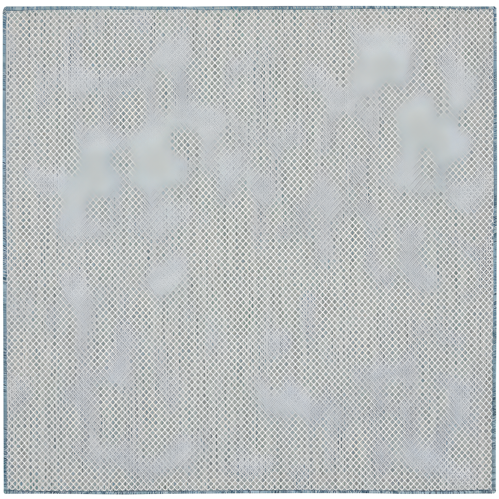 Ivory Aqua Geometric Synthetic Square Rug, 4 ft x 4 ft