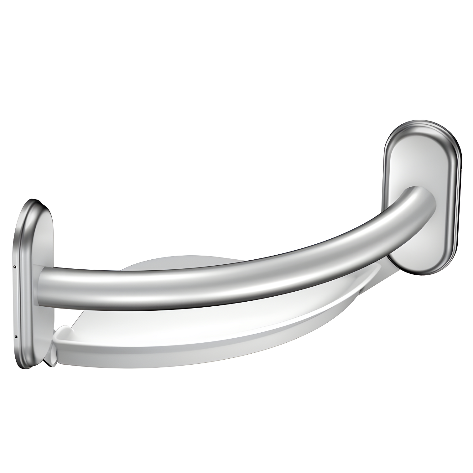 Chrome 9-Inch Stainless Steel Grab Bar with Corner Shelf