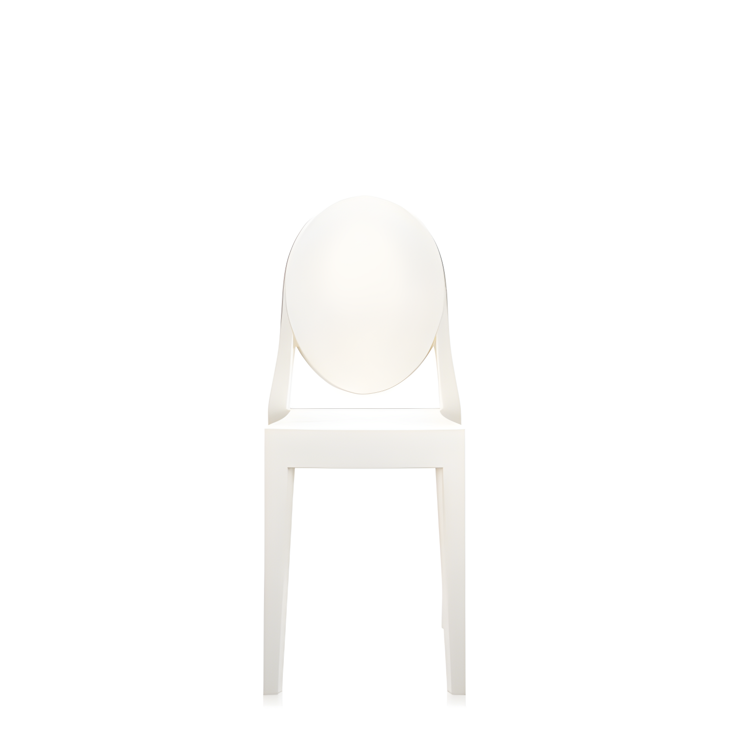 Glossy White Polycarbonate Armless Outdoor Chair