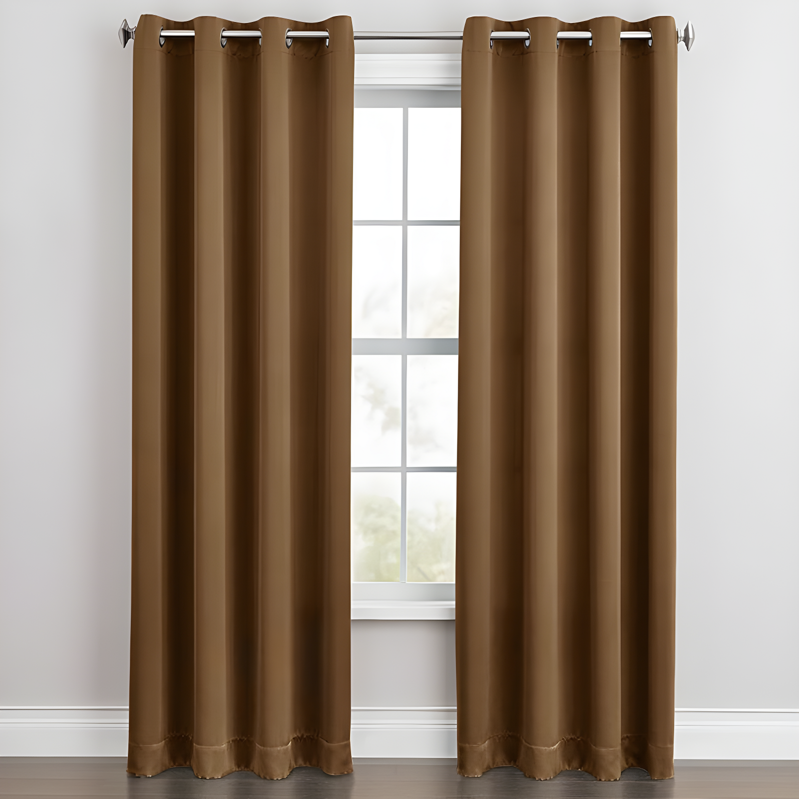 Caramel Polyester Room-Darkening Grommet Curtains