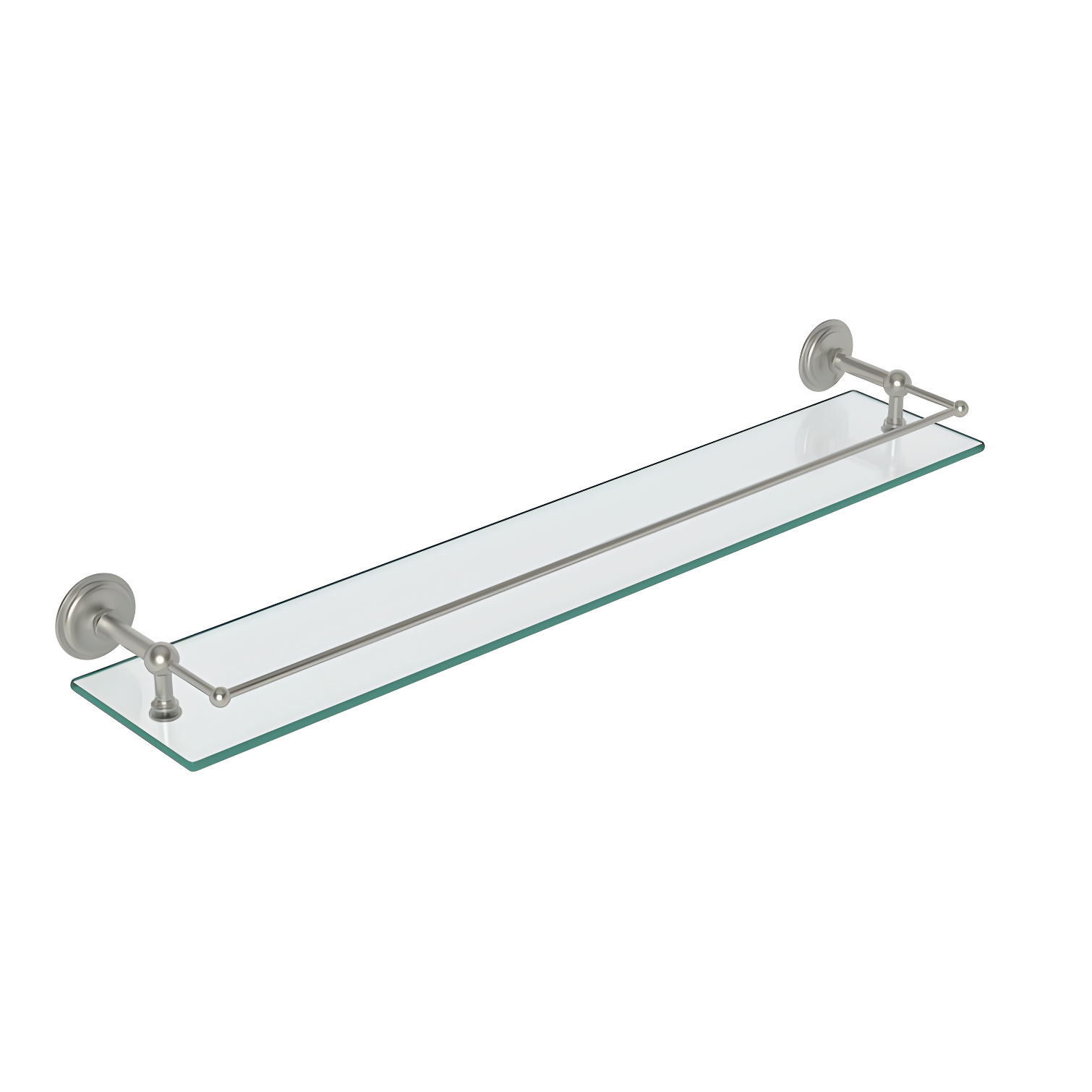 Polished Chrome Tempered Glass Wall Shelf with Rail