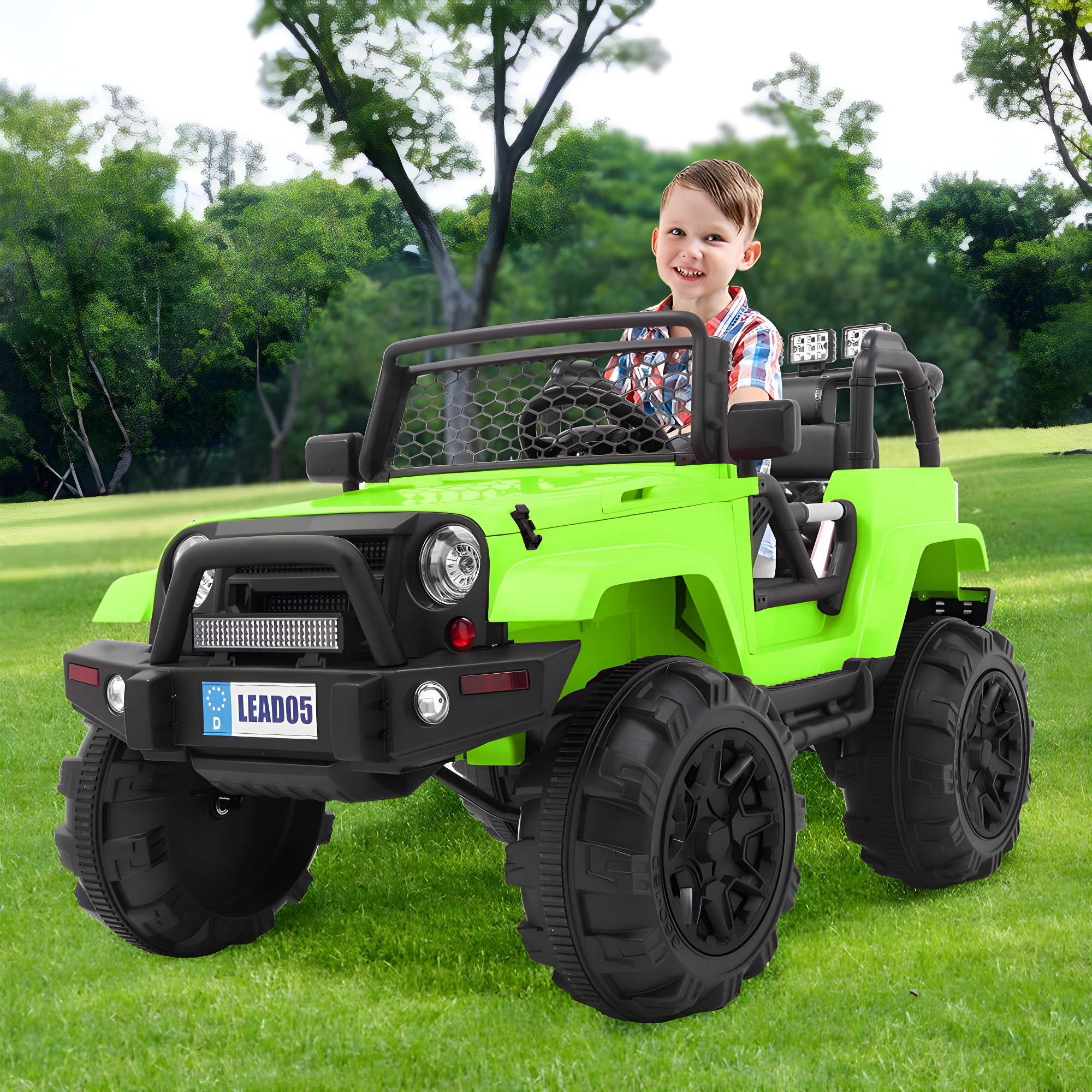 Green 12V Ride-On SUV with Remote Control and LED Lights