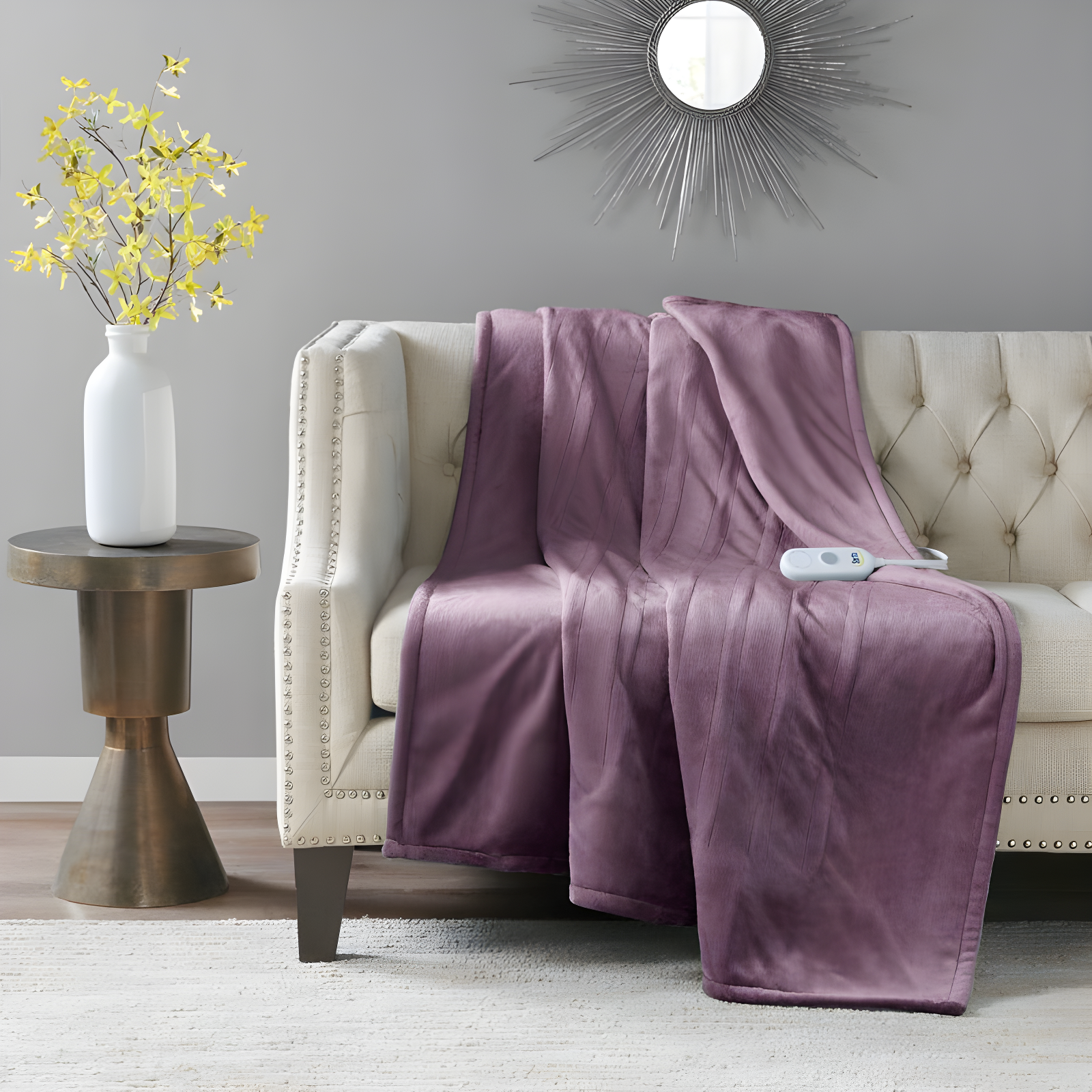 Purple Soft Plush Electric Heated Throw Blanket