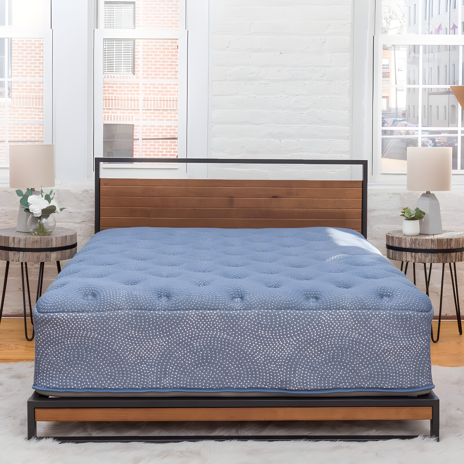 Sustainably Sourced Full Innerspring 13'' Plush Hybrid Mattress, Blue