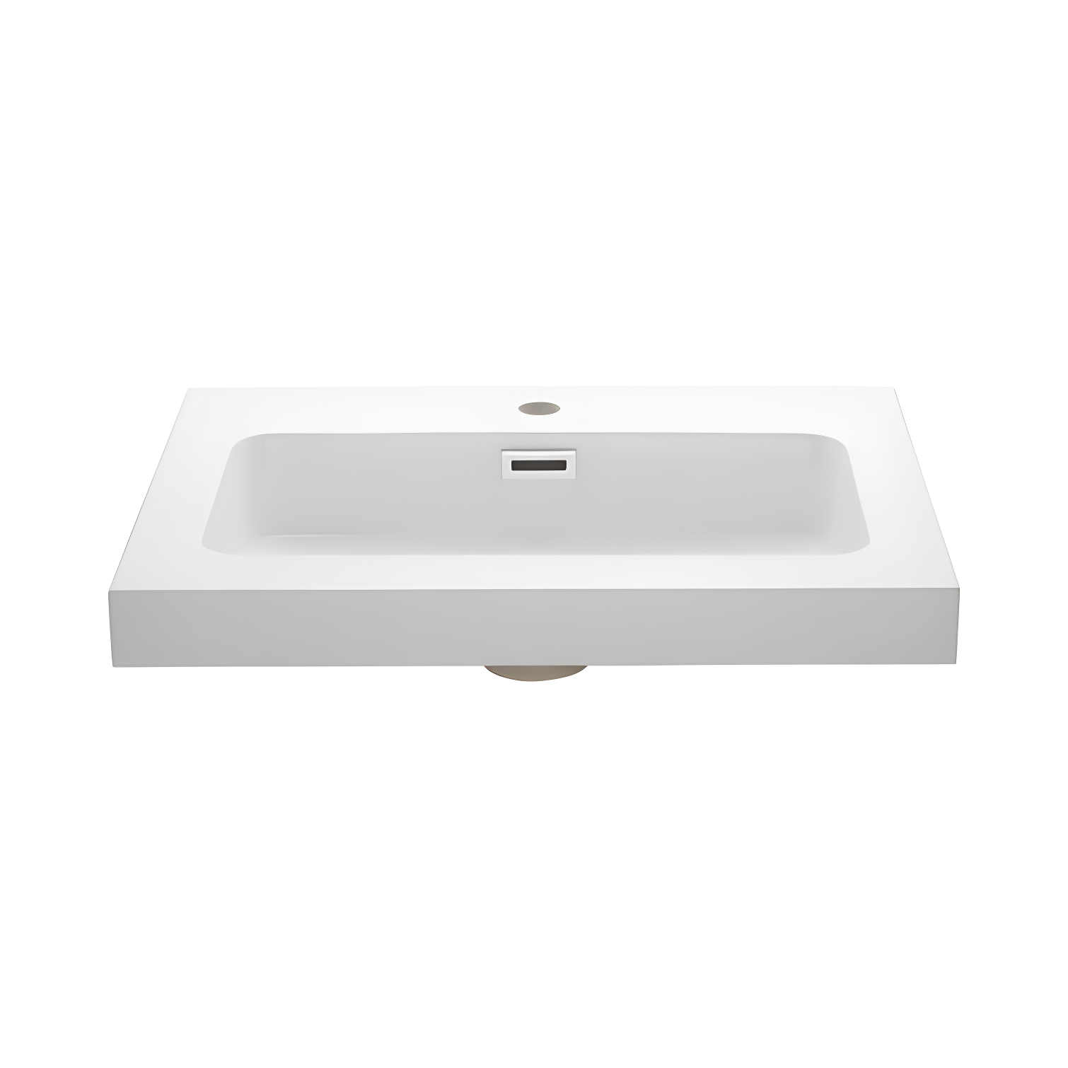 White Resin Rectangular Bathroom Sink with Overflow