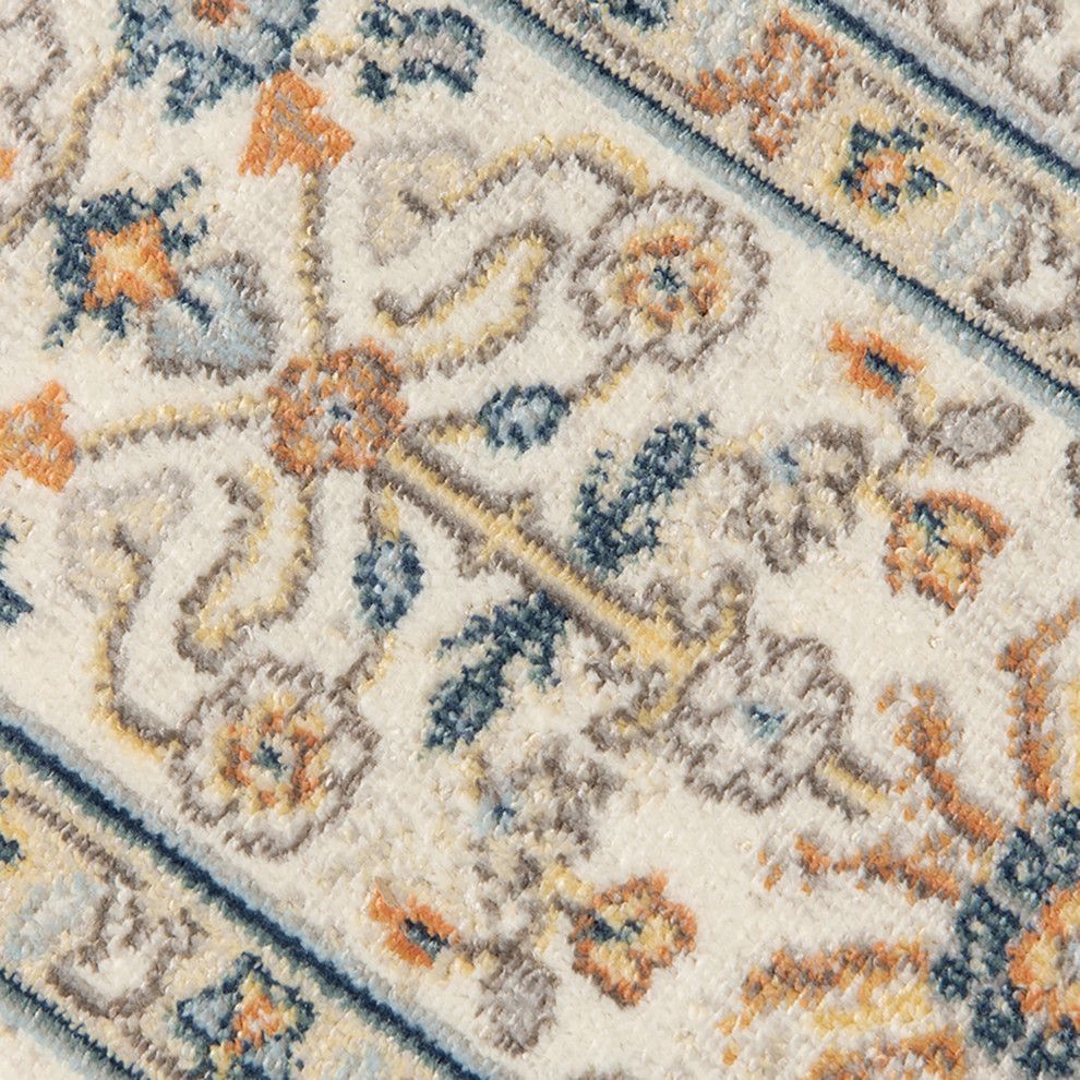 Bohemian Blue Rectangular 5' x 7' Easy-Care Synthetic Area Rug