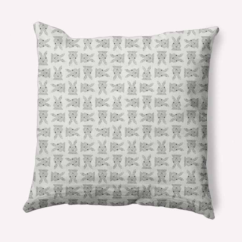 16" x 16" Whisper White Criss Cross Bunnies Easter Square Throw Pillow
