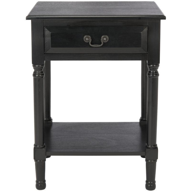 Whitney Black Wood Rectangular Accent Table with Storage