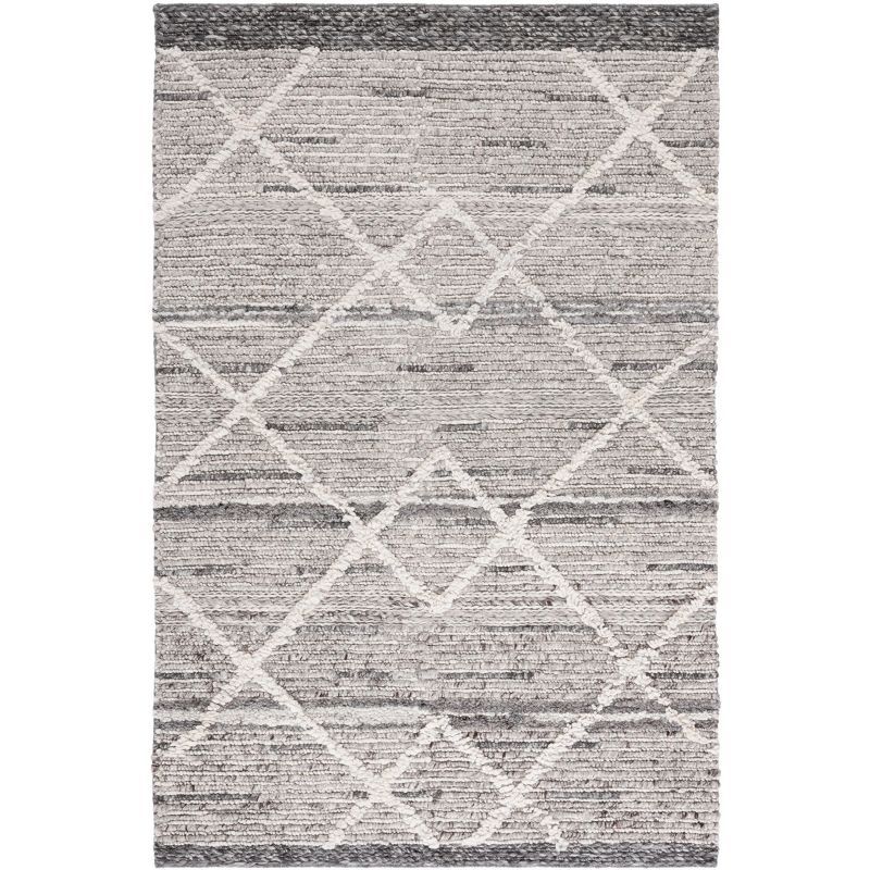 Grey and Ivory Hand-Tufted Wool 4' x 6' Area Rug