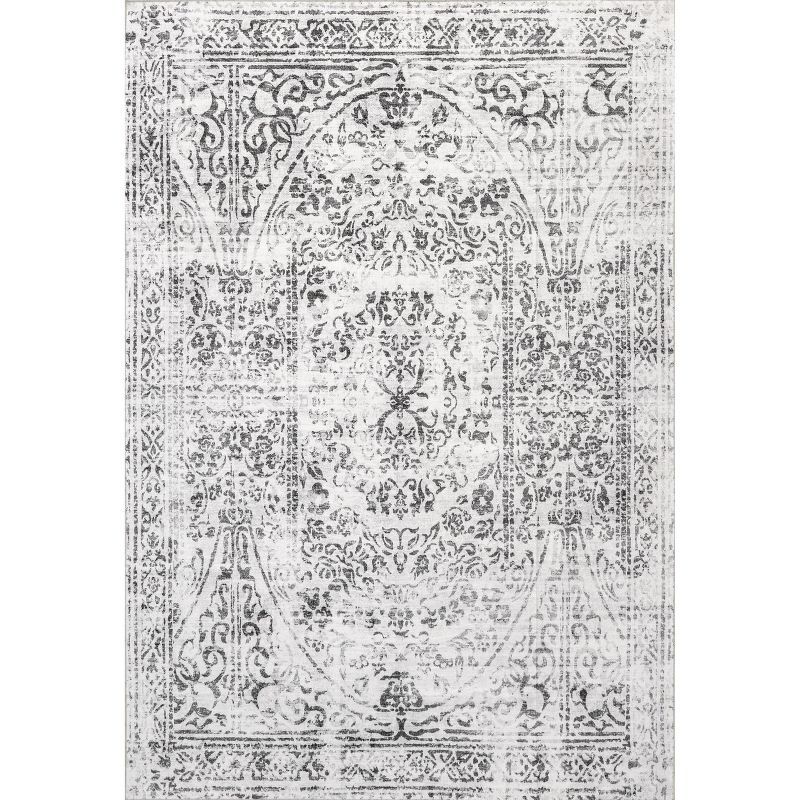 Ivory Persian Vintage Washable Synthetic Area Rug 4' x 6'