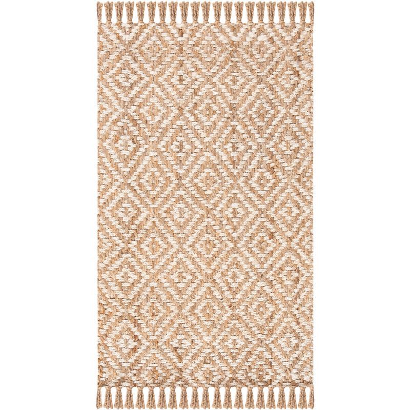 Hand-Knotted Ivory Jute 3x5 Rectangular Area Rug