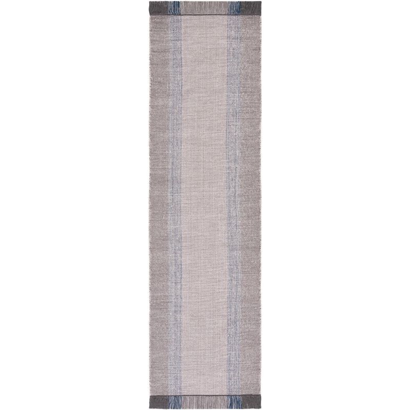 Coastal Breeze Blue/Grey Stripe Handwoven Cotton Rug - 27"x10"