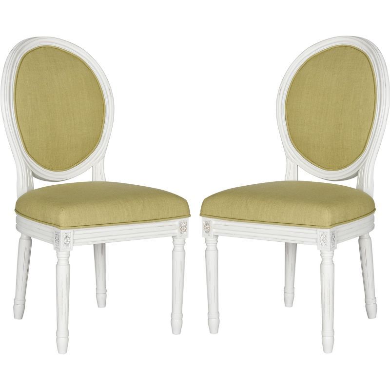 Holloway 19'' Spring Green and Cream Linen Upholstered Side Chair Set