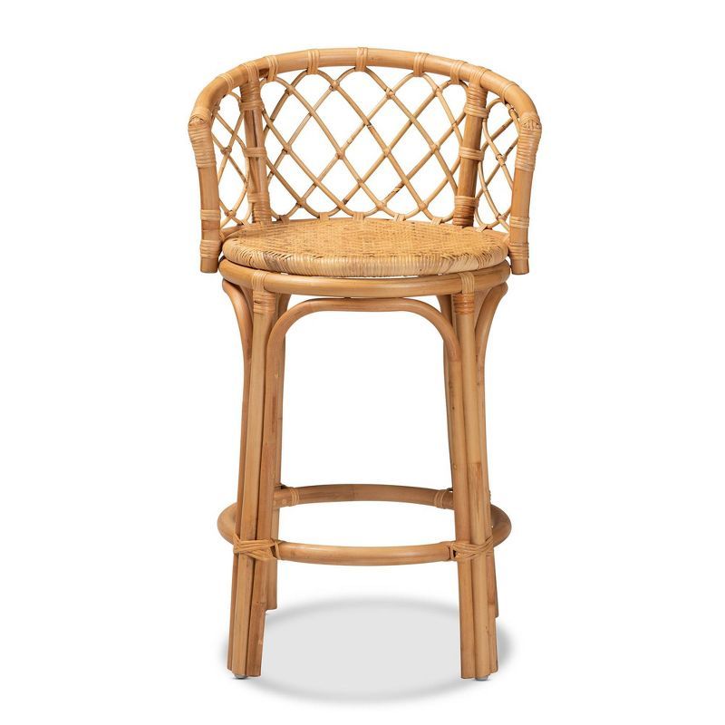 Serene Bohemian Natural Brown Rattan Adjustable Counter Stool