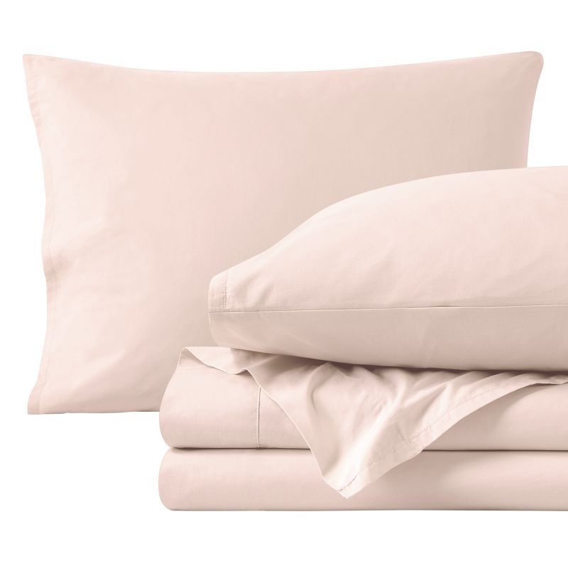 Twin XL Dusty Pink Organic Cotton Percale Sheet Set