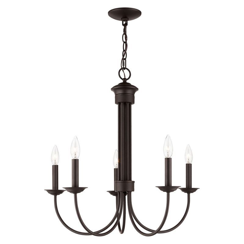 Estate Bronze 5-Light Classical Chandelier with Candelabra Base