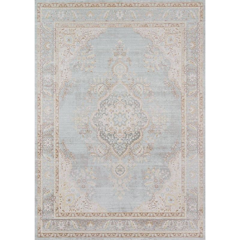 Elegance Medallion Blue Synthetic Area Rug 5'3" x 7'3"