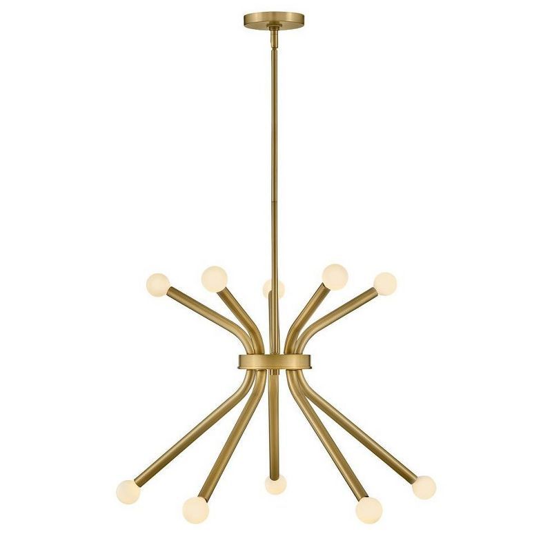 Lacquered Brass 10-Light Sputnik Chandelier with LED Bulbs