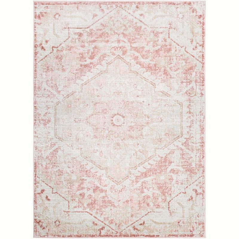 Baflo 5'3" Square Blush and Gray Synthetic Fur Area Rug