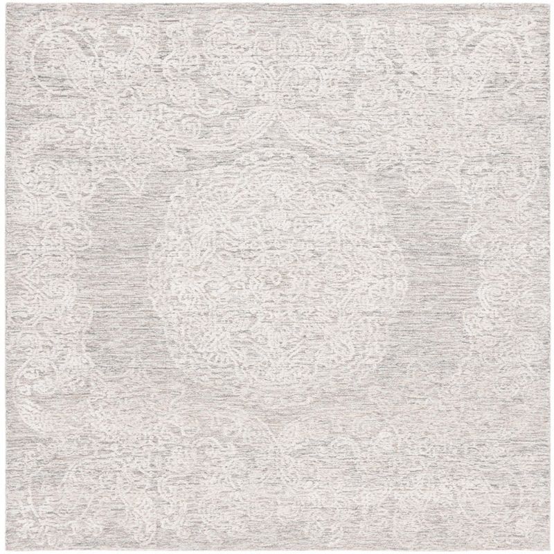 Ivory Handmade Tufted Square Wool Area Rug