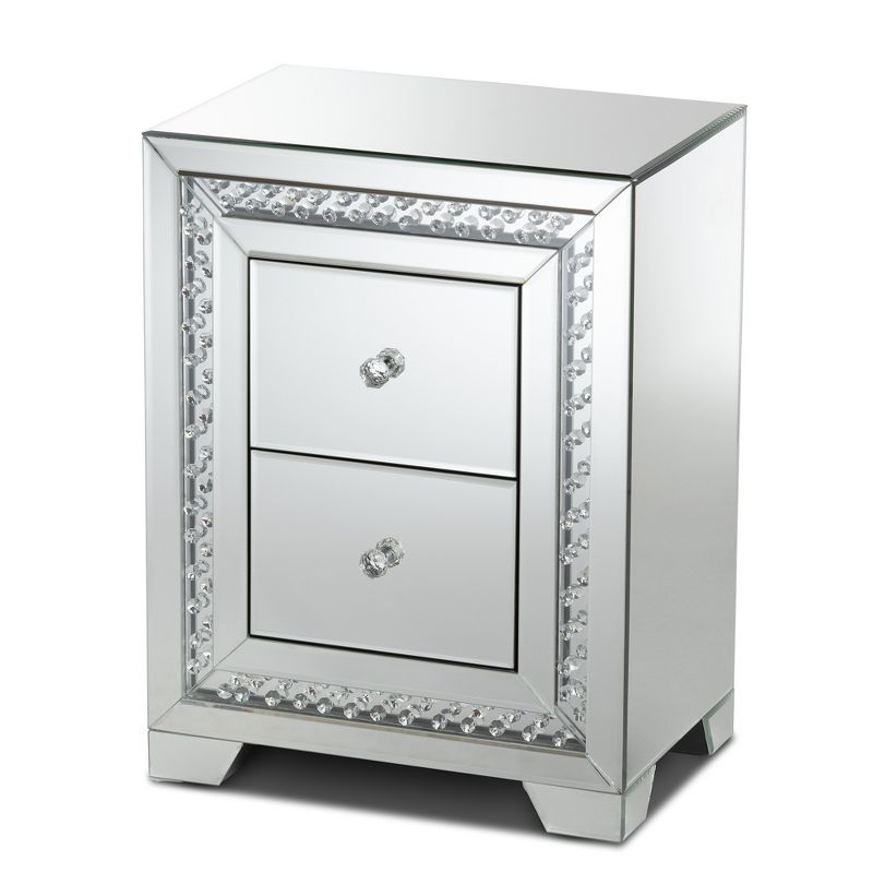 Mina Glamorous Mirrored Silver 3-Drawer End Table