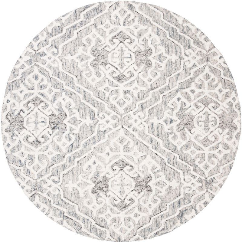 Handmade Gray Wool Tufted Round Area Rug, 5 ft.