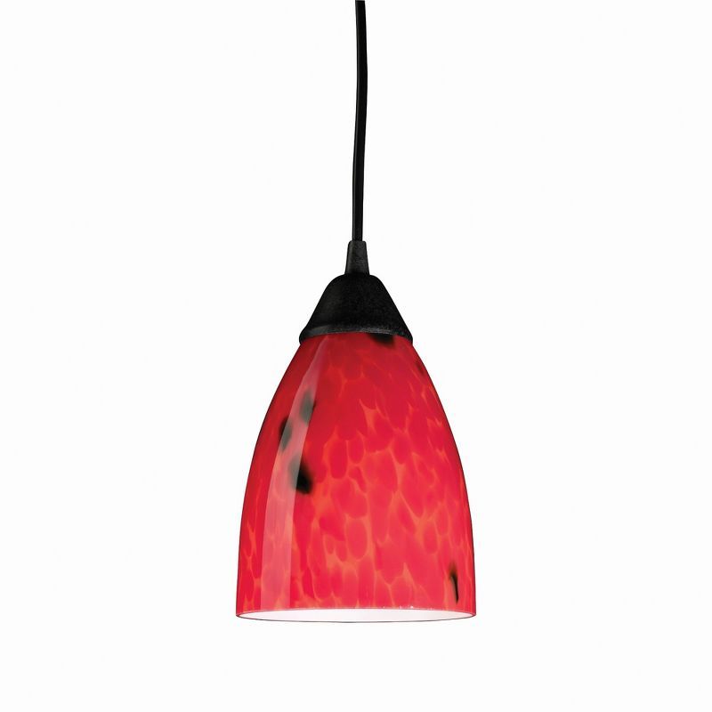 Fire Red Glass and Bronze Mini Pendant Light