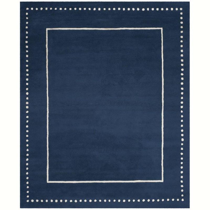 Navy Blue & Ivory Hand-Tufted Wool 8' x 10' Area Rug