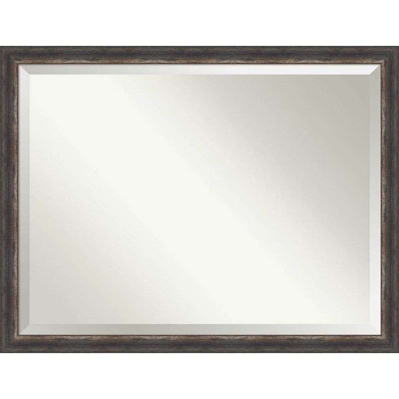 Bronze and Silver Rectangular Wood Framed Wall Mirror