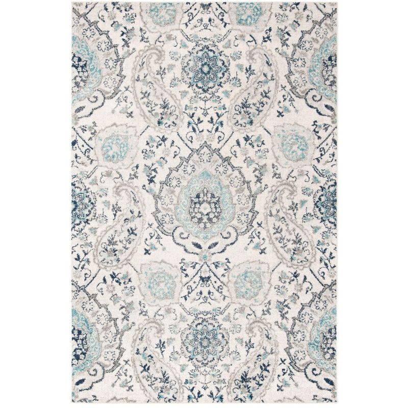 Elegant Gray Synthetic 59" Rectangular Easy-Care Area Rug
