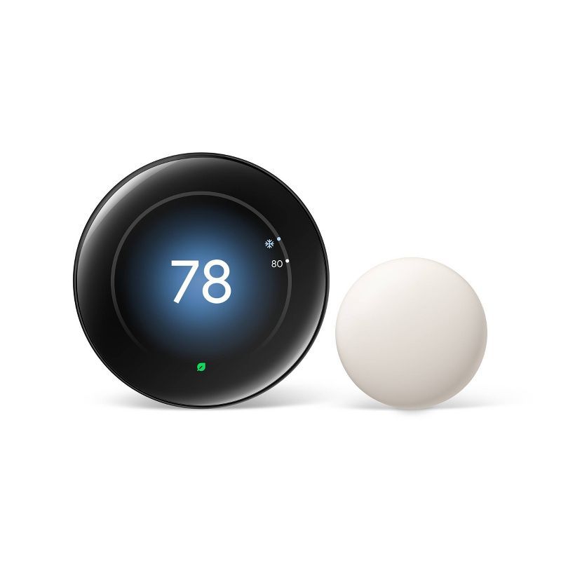 Google Nest Black Programmable Learning Thermostat with Temperature Sensor