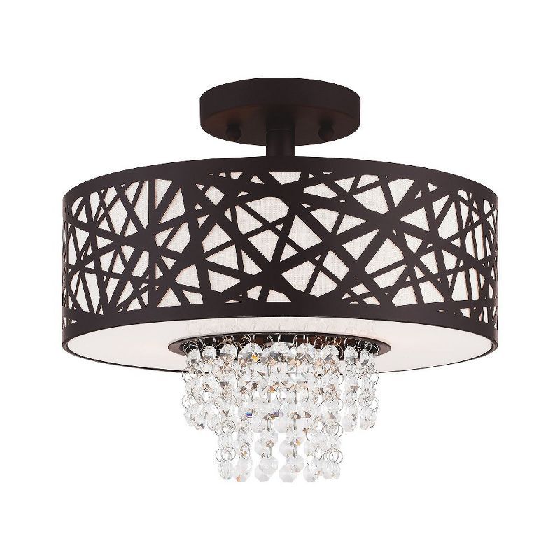 Allendale Bronze 2-Light Crystal Semi Flush Mount