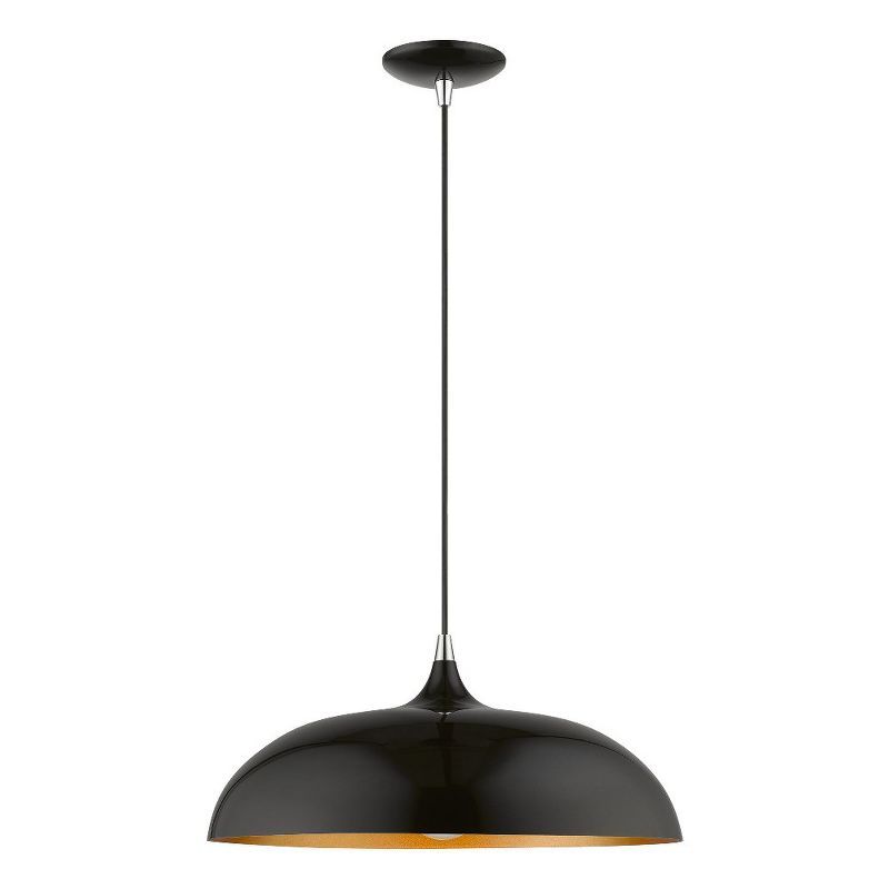 Shiny Black and Polished Chrome 18" Aluminum Pendant Light