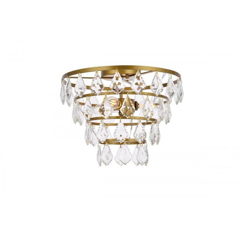 Elegant Ella Brass 3-Light Flush Mount with Clear Crystals