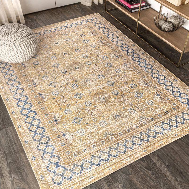 Stirling Blue and Gold 4' x 6' Synthetic Area Rug