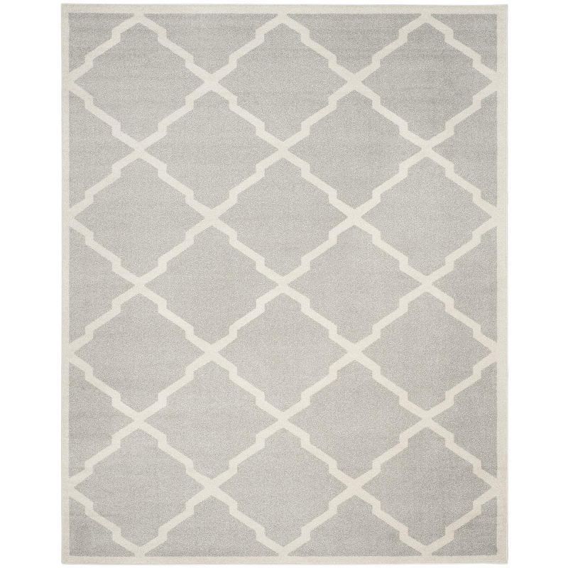 Beige and Light Grey Geometric Synthetic 8' x 10' Area Rug