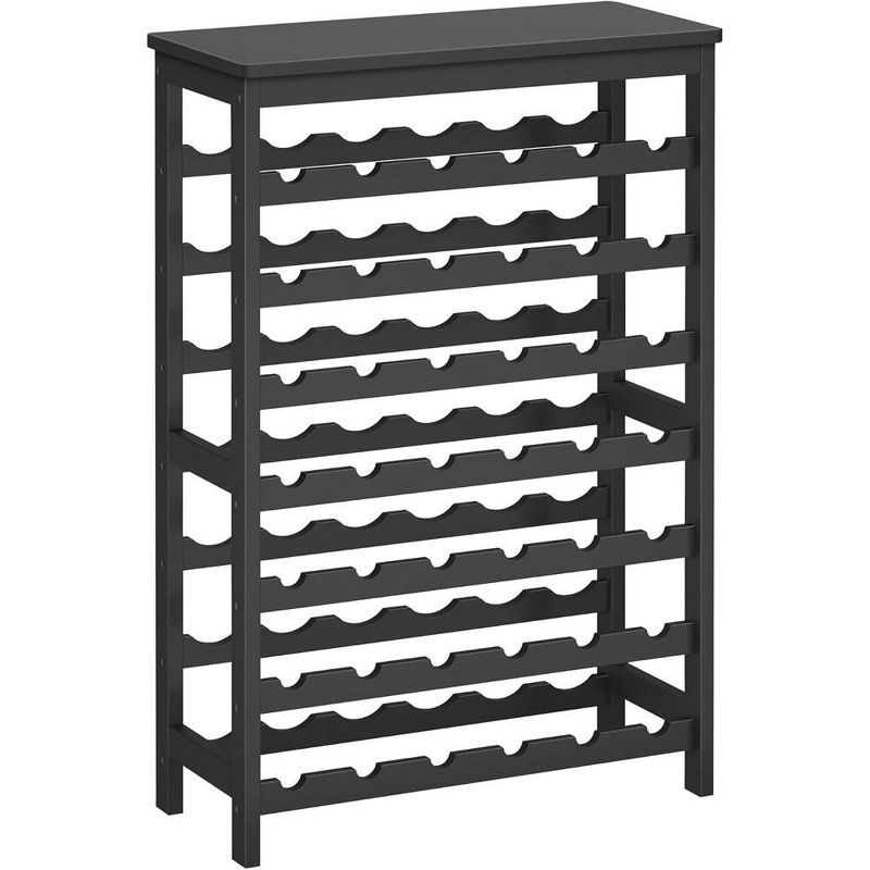 Ink Black Bamboo 42-Bottle 7-Tier Wine Rack with Table Top