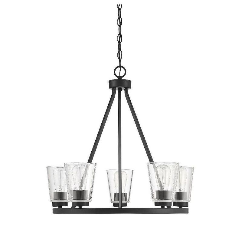 Calhoun Matte Black 5-Light Chandelier with Clear Glass Shades