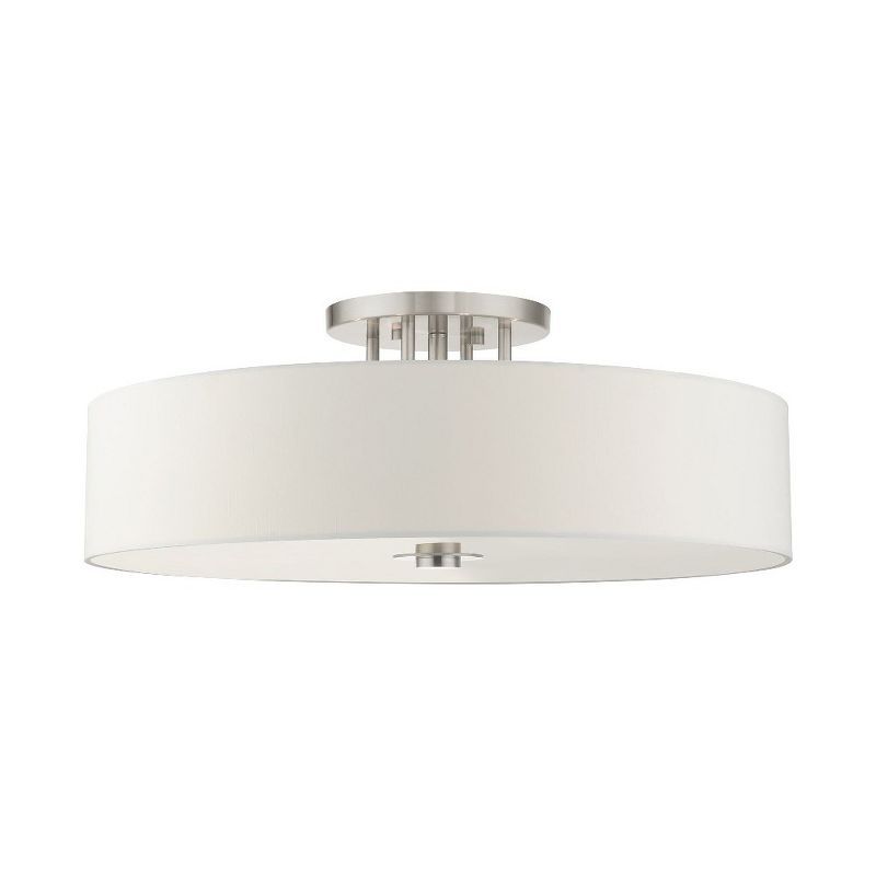 Brushed Nickel 30" Drum Shade Semi Flush Mount Light