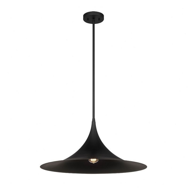 Savoy House Bowdin Matte Black 1-Light Pendant with Adjustable Height