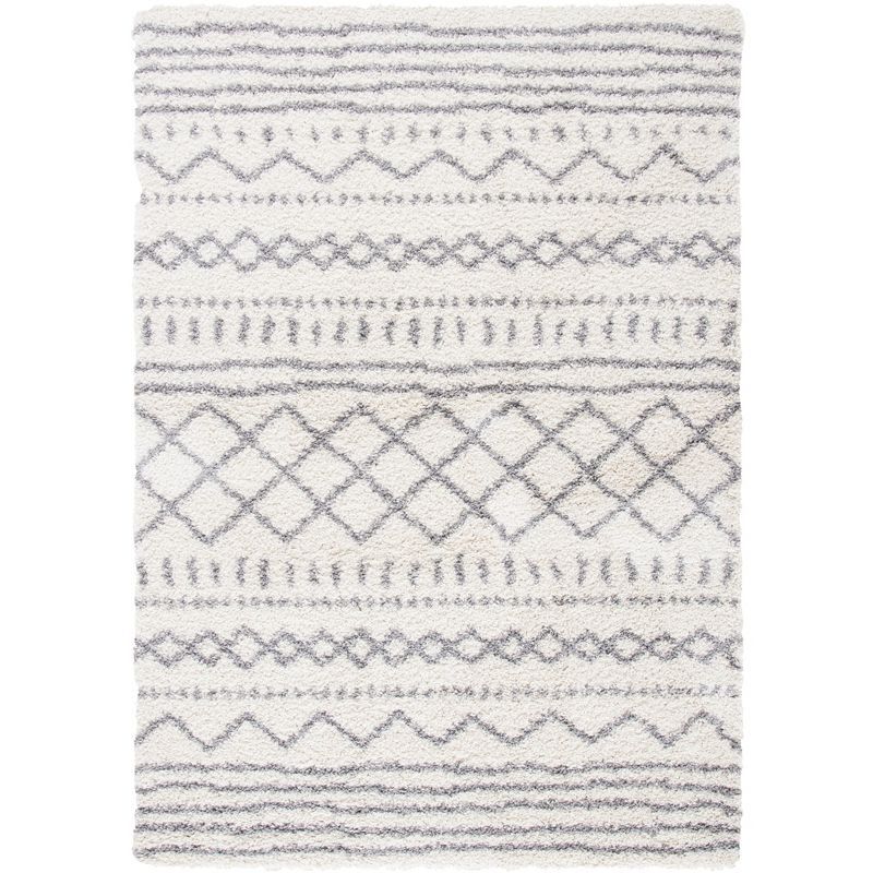 Arizona Grey and Ivory Round Shag Area Rug