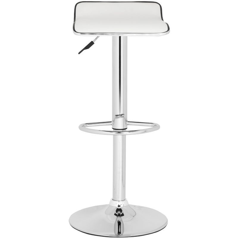 White Faux Leather Adjustable Swivel Bar Stool with Chrome Base