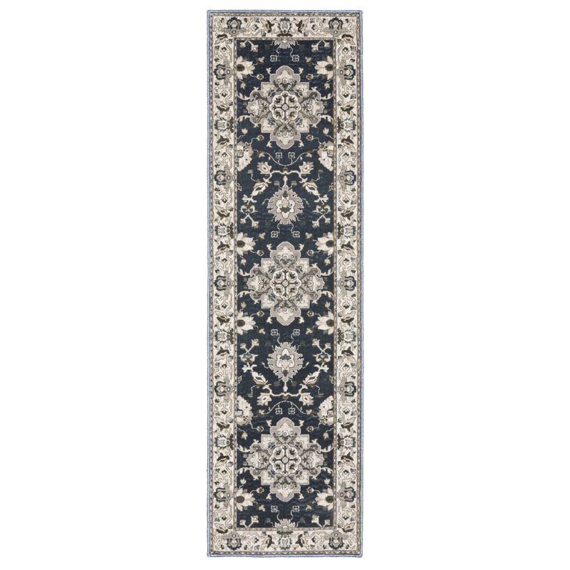 Ellington Blue and Beige Polyester Runner Rug 2'3" x 7'6"