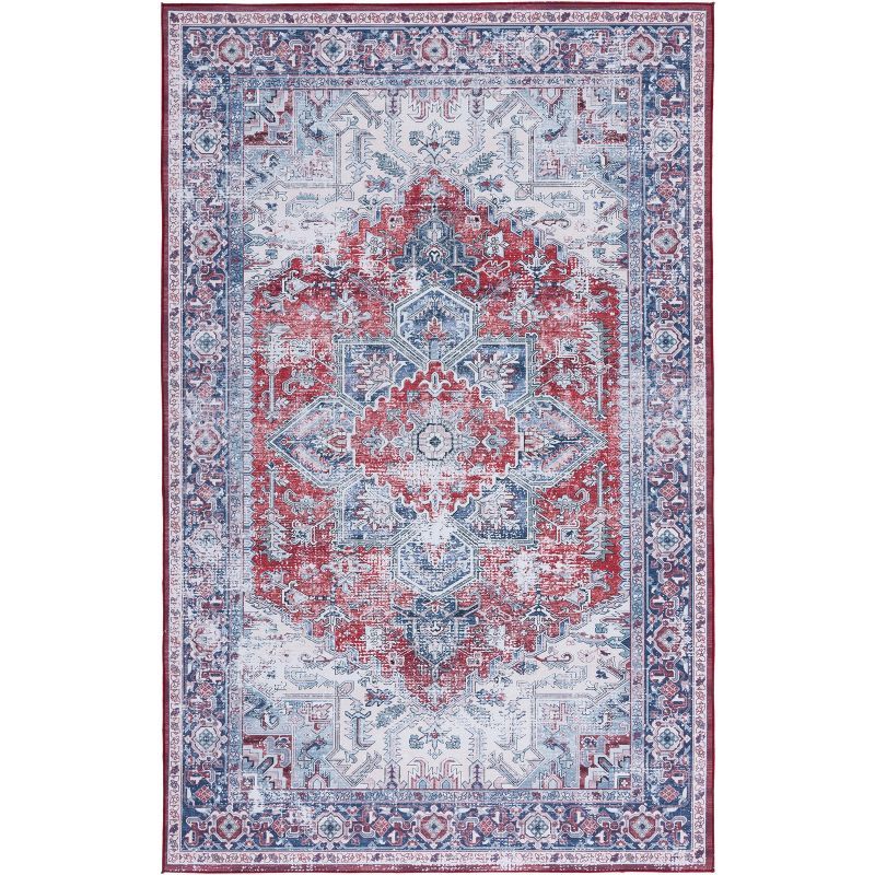 Tucson Red and Navy Synthetic 8' x 10' Area Rug