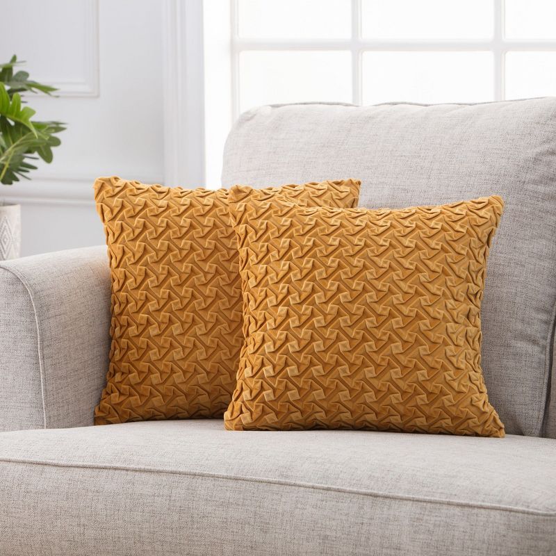 Golden Pleated Velvet 18" Euro Throw Pillow Covers - Set of 2