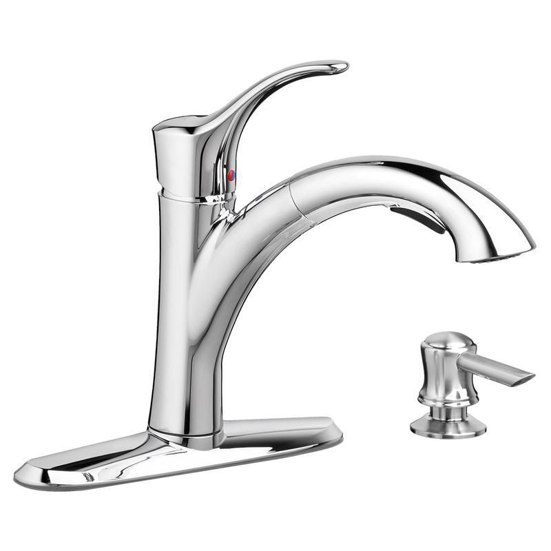 Mesa Chrome Single Handle Pull-Out Kitchen Faucet with Soap Dispenser