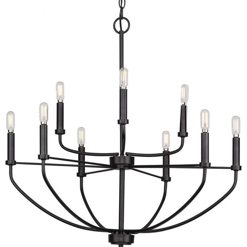 Leyden Matte Black Farmhouse 9-Light Chandelier